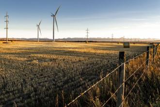Wind turbines generating electricity